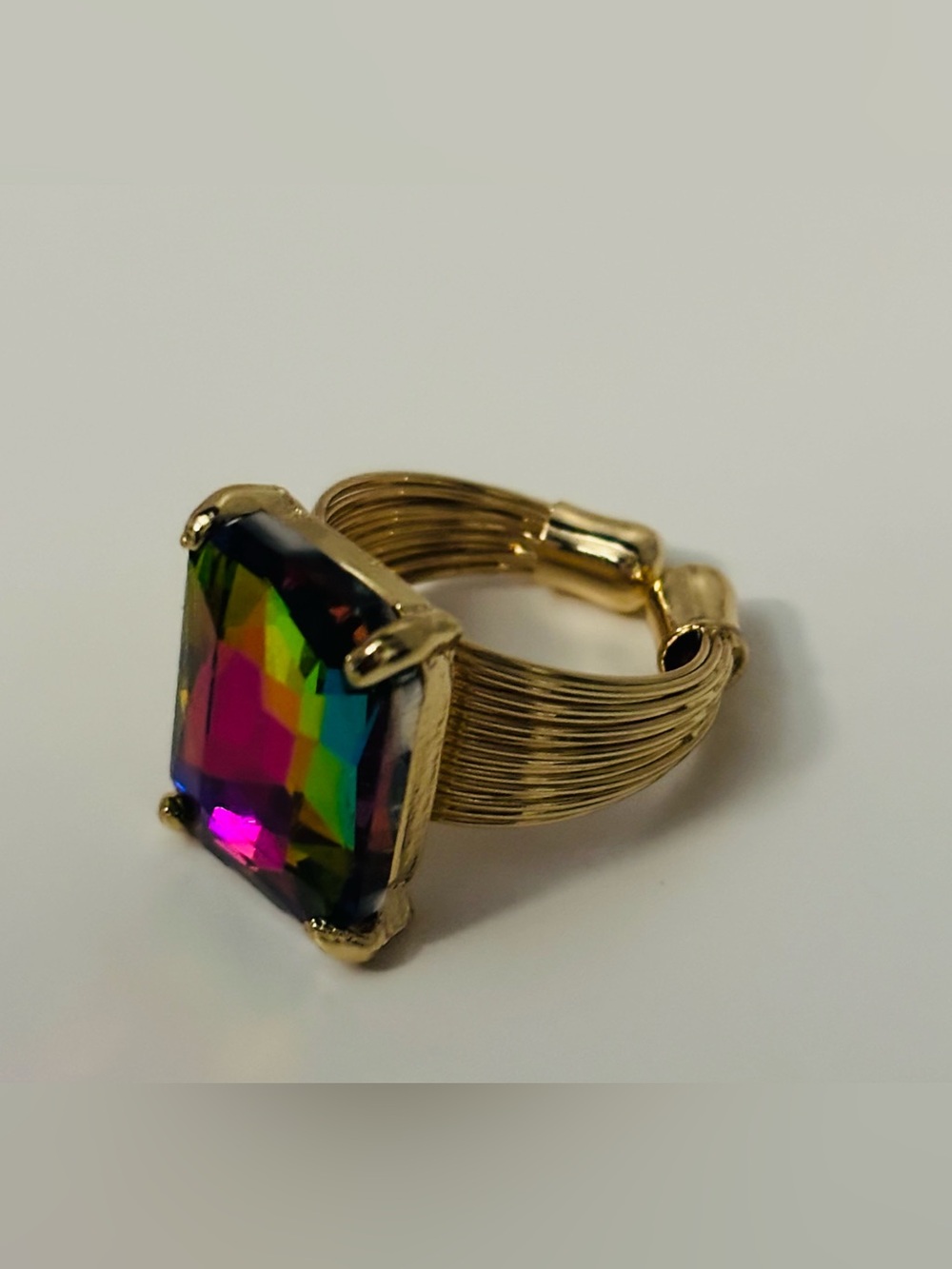 Volcano Gold Square Glass Ring